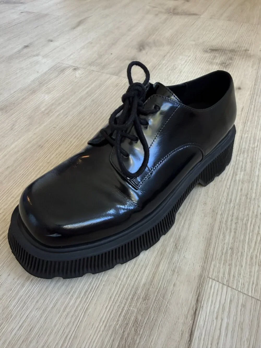 Jeffrey Campbell Black Y2K The Office Grunge Patent Platform Oxford Shoes 8.5